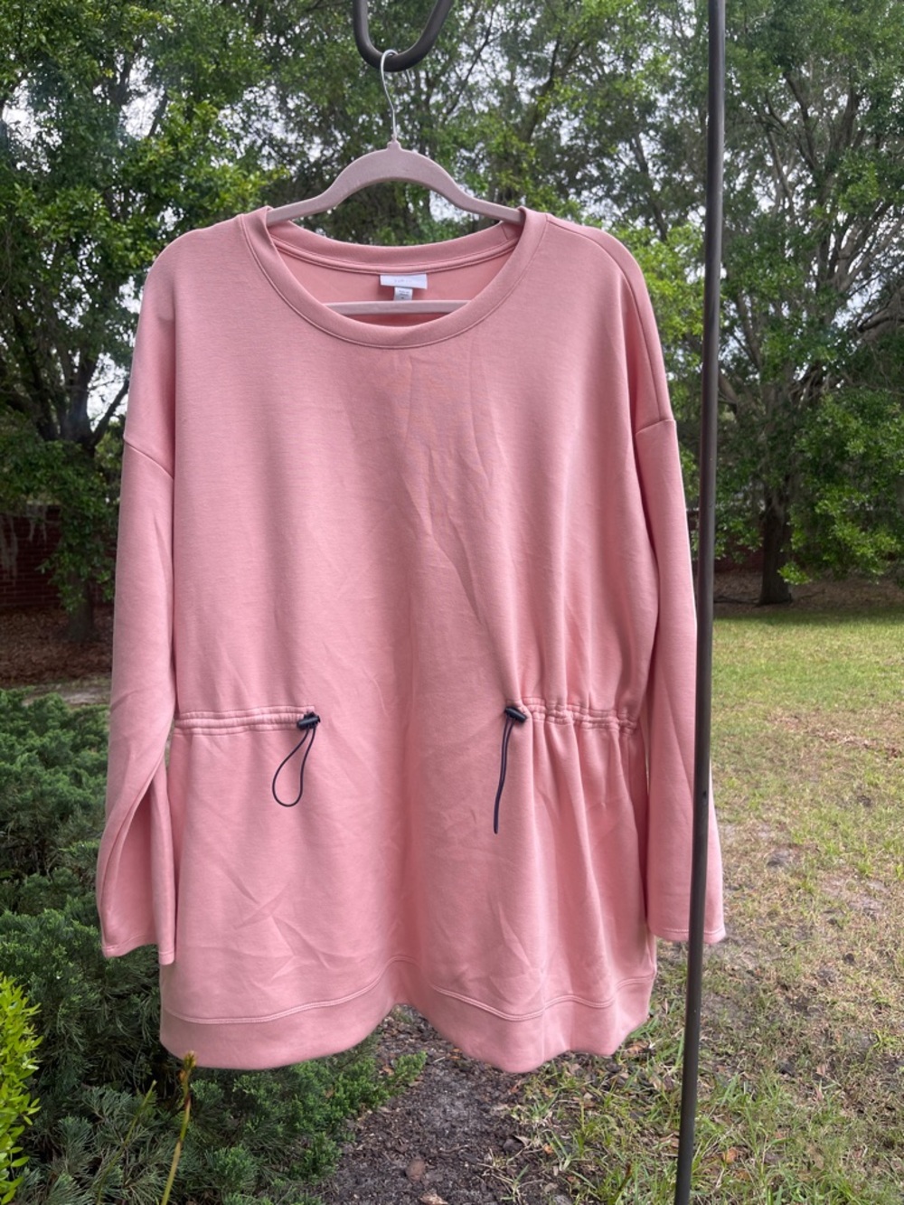 J. Jill Dusty Rose Drawstring Waist Sweatshirt - Picture 2 of 3